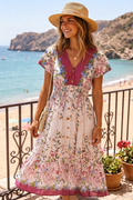Natalie V Neck button dress - Pink