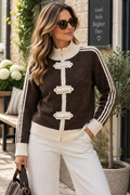 Military Knit Cardigan/Jumper - Brown Cream