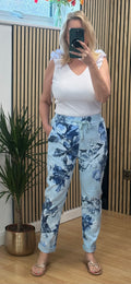 Magic Trousers - Baby blue floral print
