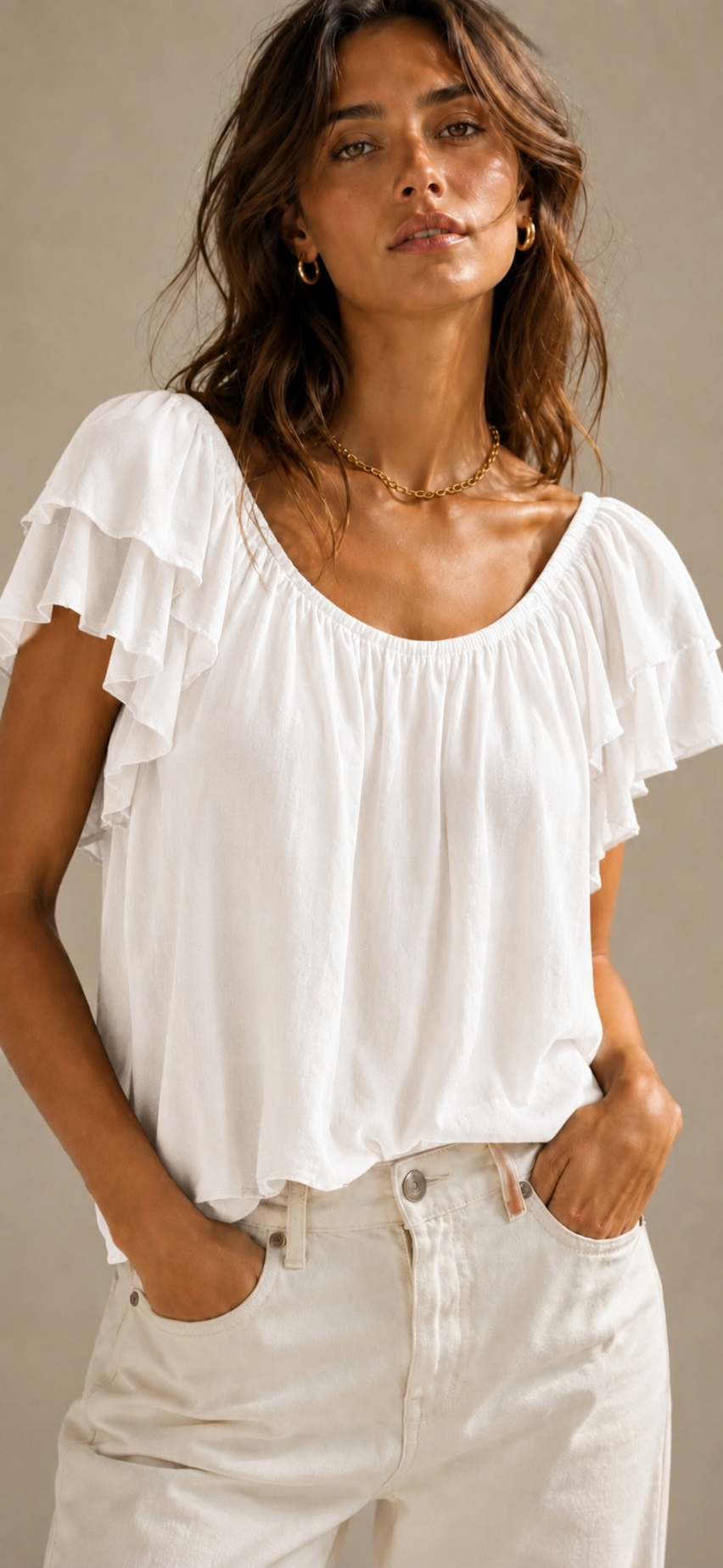 Cross Back Top - White
