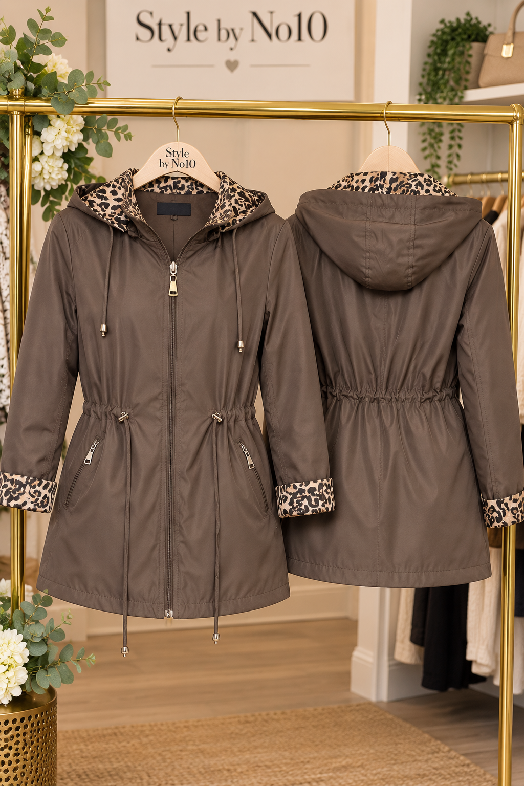 Reversible Raincoat - Brown/Leopard Print