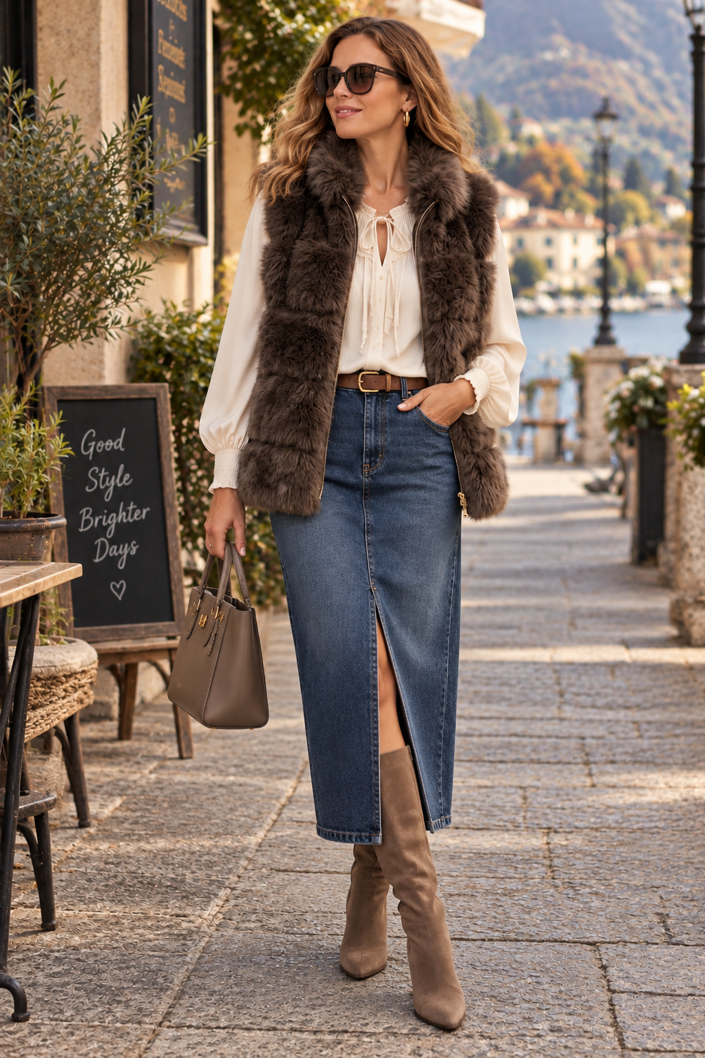 Faux Fur Gilet - Chocolate Brown
