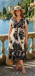 Susie floral midi dress - black