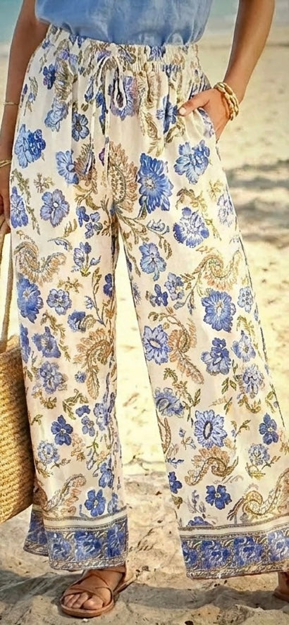 Floral trousers - blue