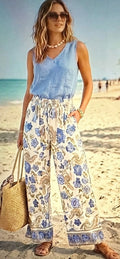 Floral trousers - blue