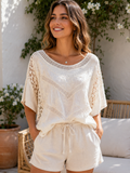 Cotton Embroidered Top - Beige