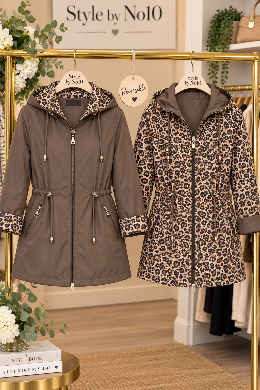 Reversible Raincoat - Brown/Leopard Print