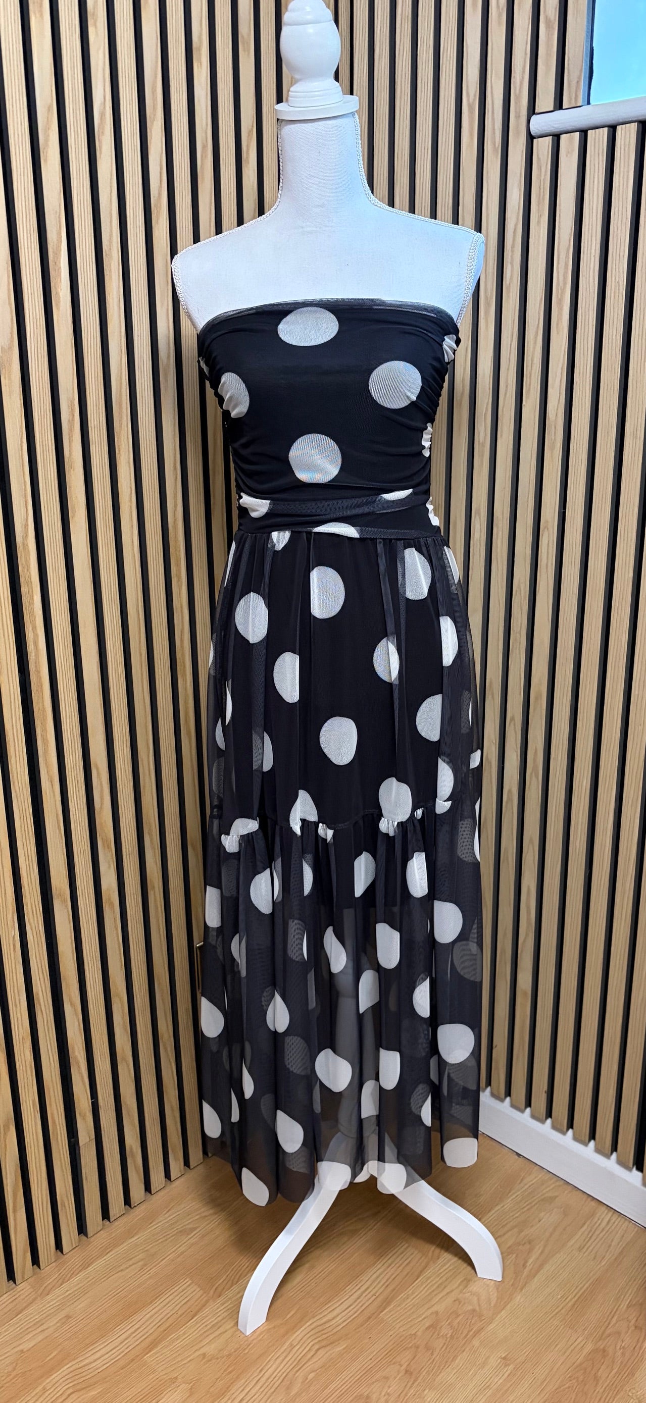 Black and white spotted dress