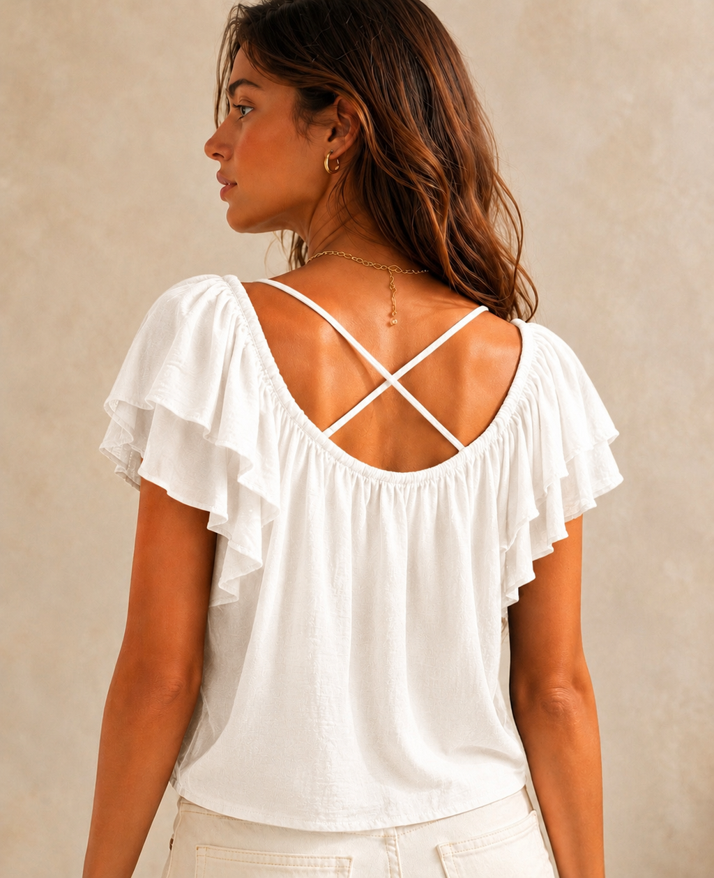 Cross Back Top - White