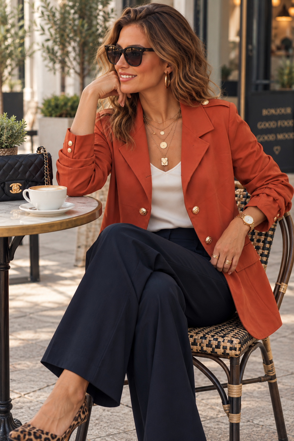 Ruched Sleeve Jacket - Rust