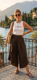 Split leg trousers - Brown