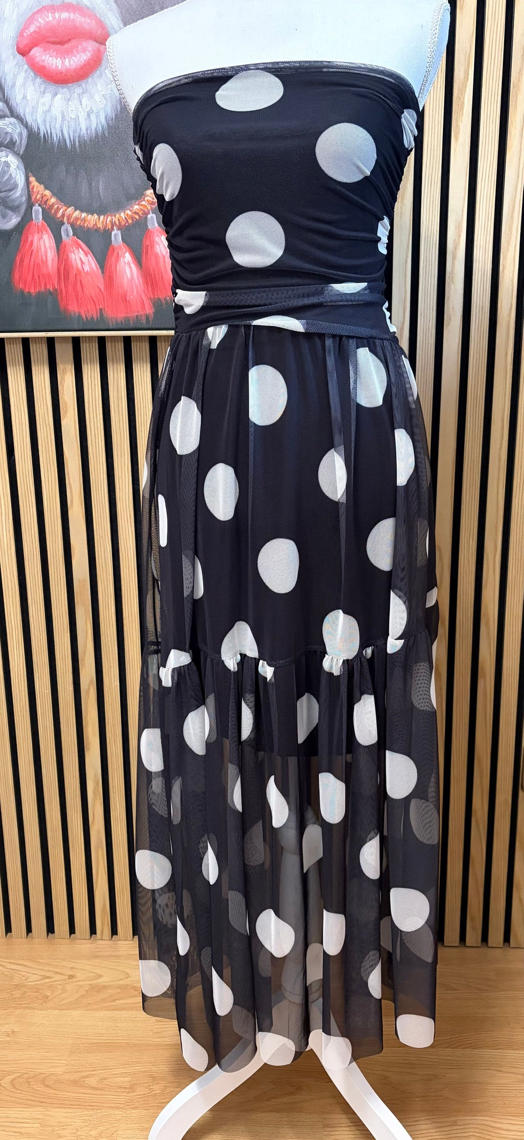 Black and white spotted dress
