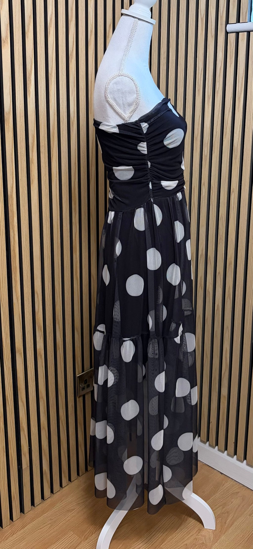 Black and white spotted dress
