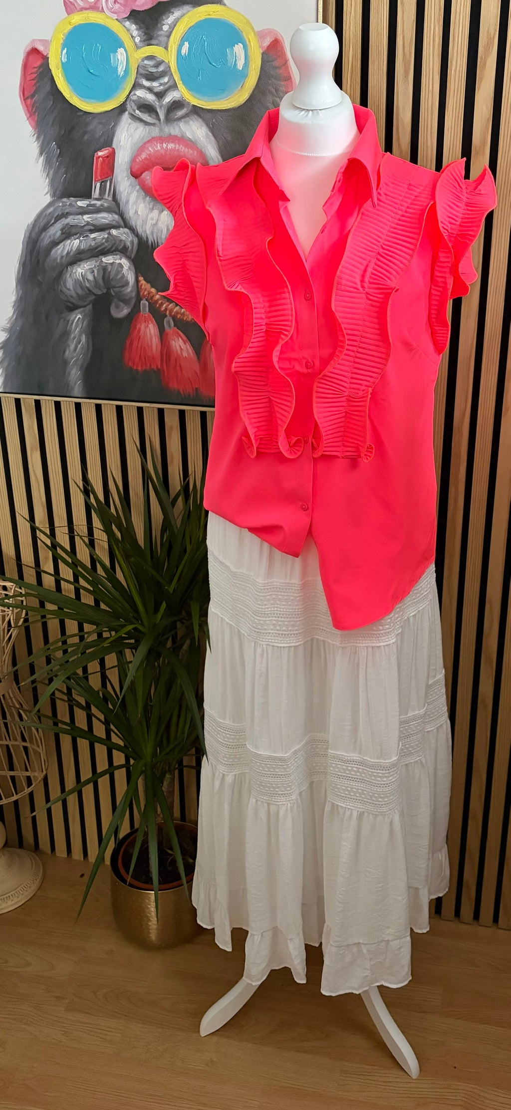 Remi Ruffle sleeveless shirt - Hot Pink
