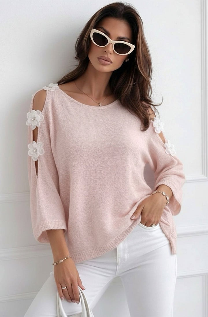 Melanie Cold Shoulder Top - Baby pink