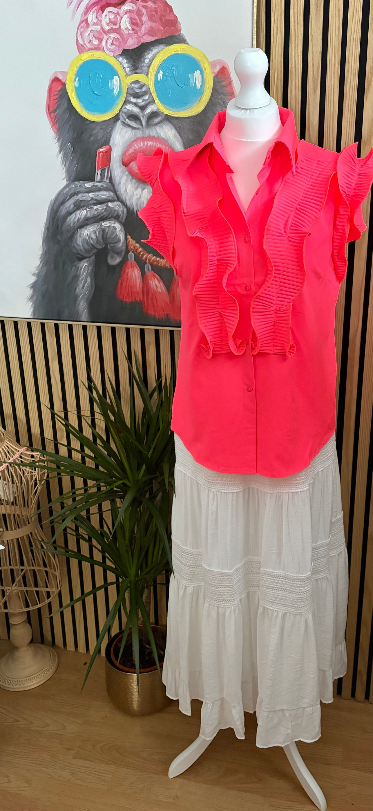 Remi Ruffle sleeveless shirt - Hot Pink