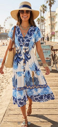 Susie floral midi dress -Blue