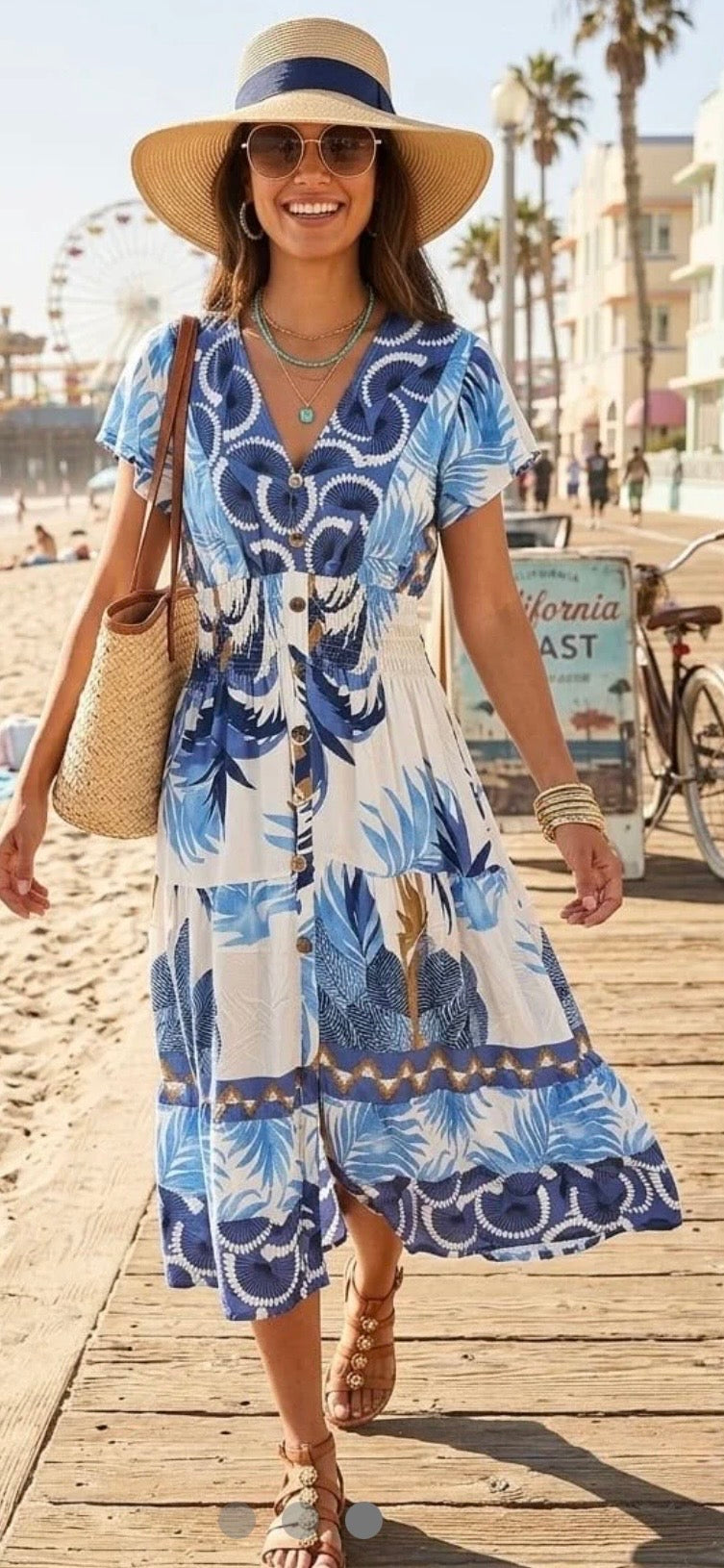 Susie floral midi dress -Blue