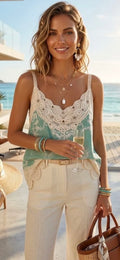 Lace Cami Top - Green