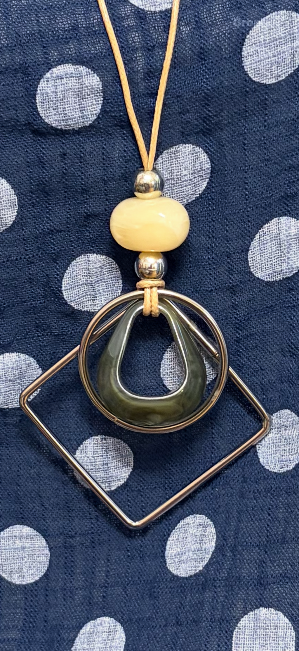 Polka Dot Necklace Top - Navy