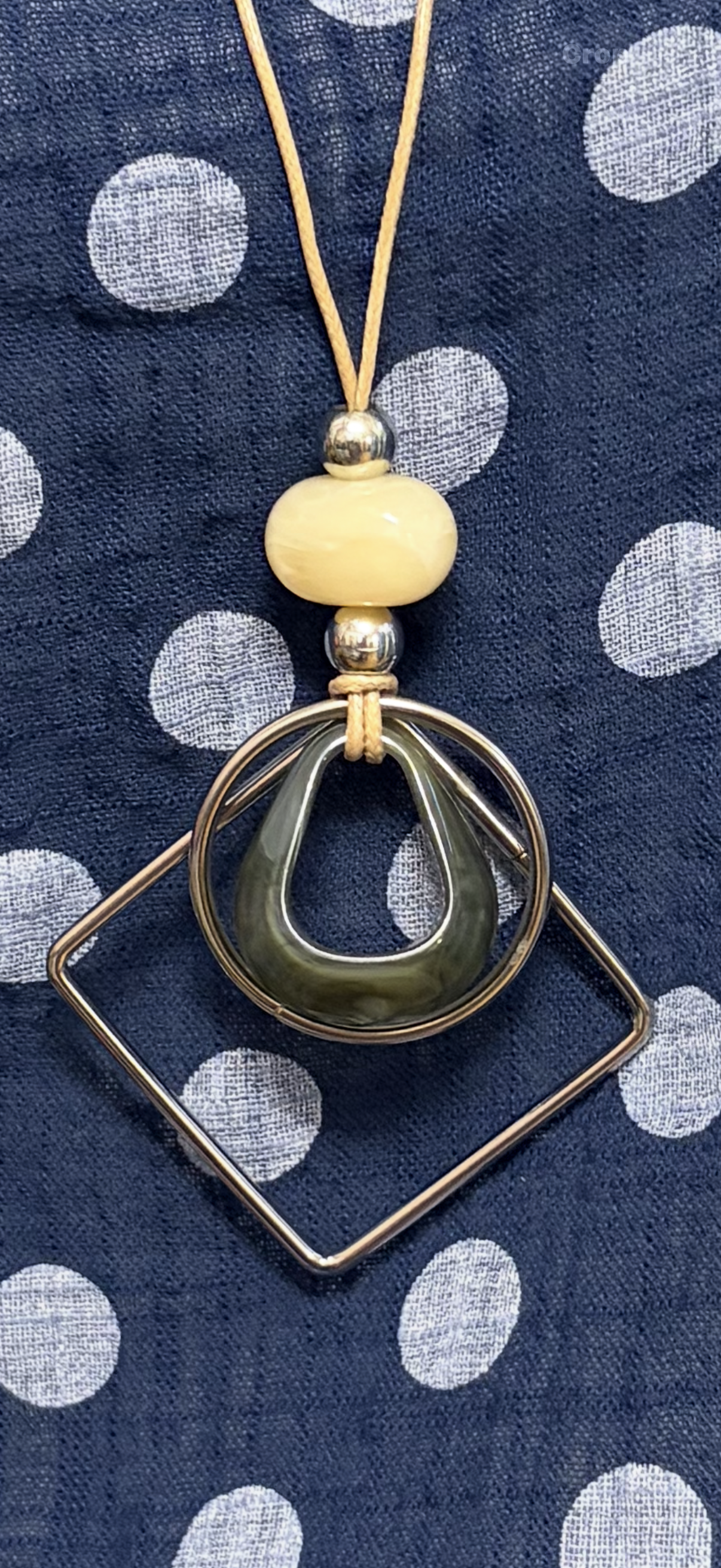 Polka Dot Necklace Top - Navy