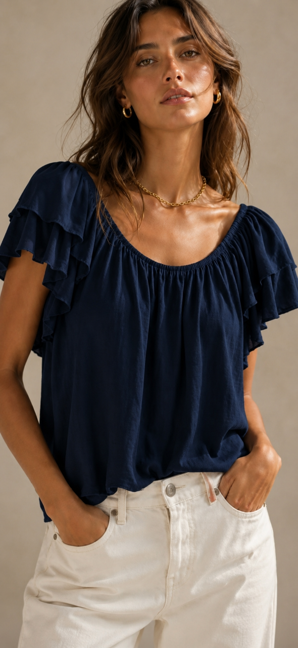 Cross Back Top - Navy