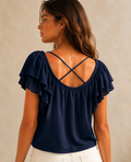 Cross Back Top - Navy