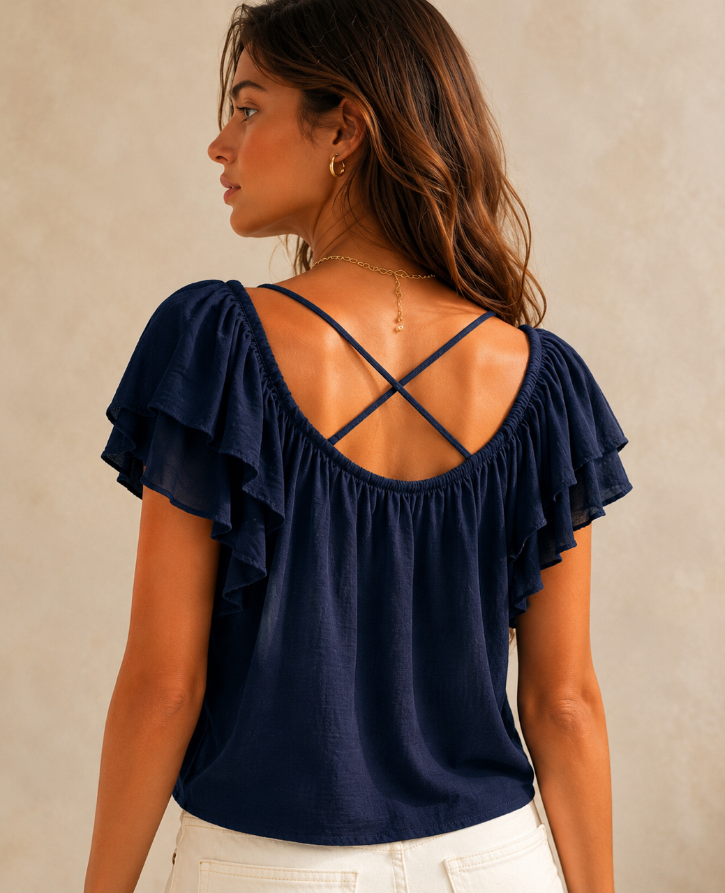 Cross Back Top - Navy