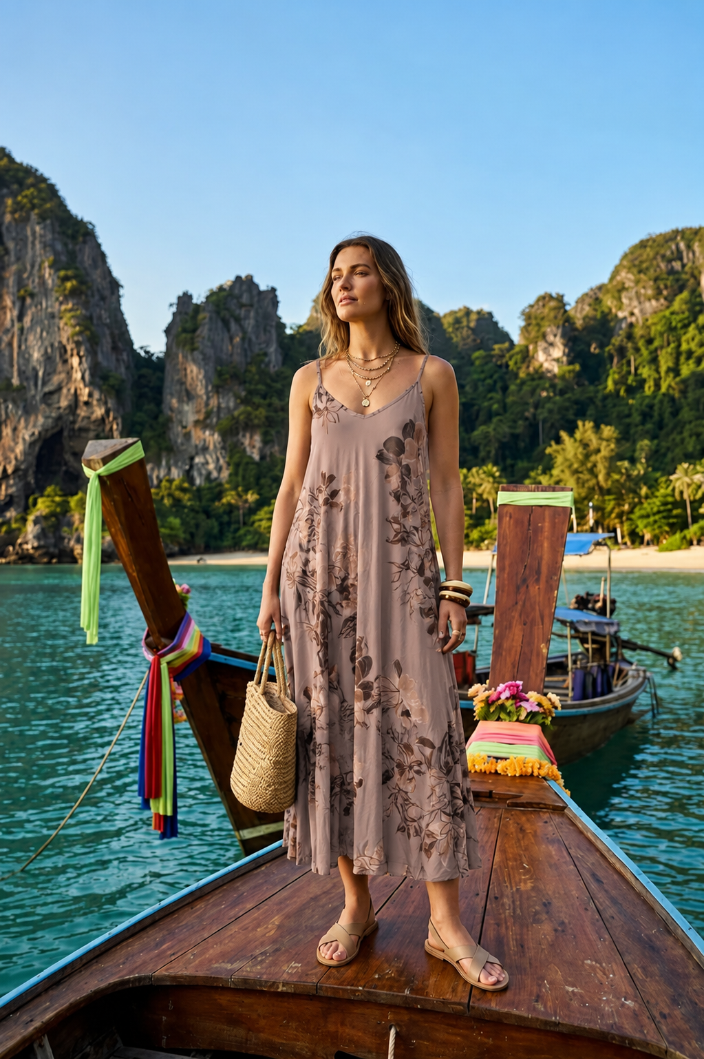 Floral Cami Maxi Dress - Taupe