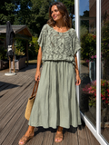 Sage Green Lace detail maxi dress