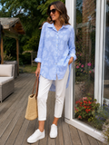 Floral textured shirt - Baby Blue