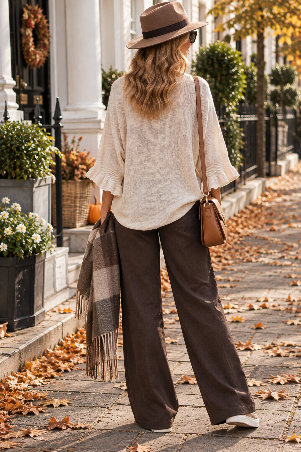 Frill sleeve jumper - cream