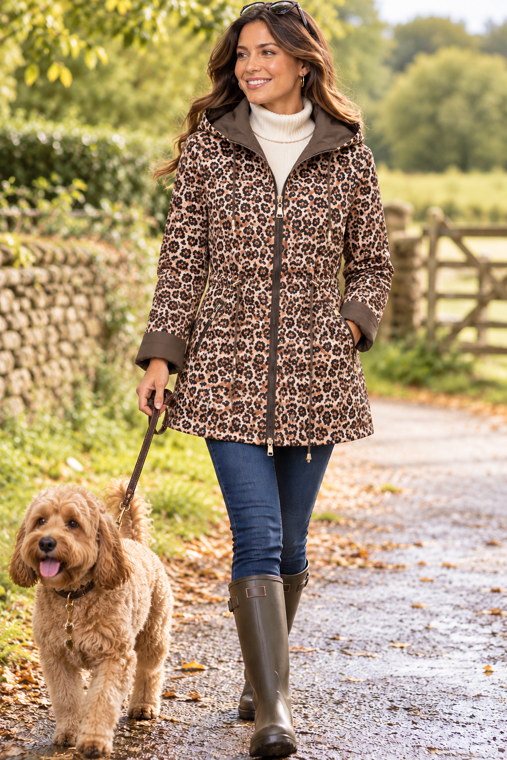 Reversible Raincoat - Brown/Leopard Print