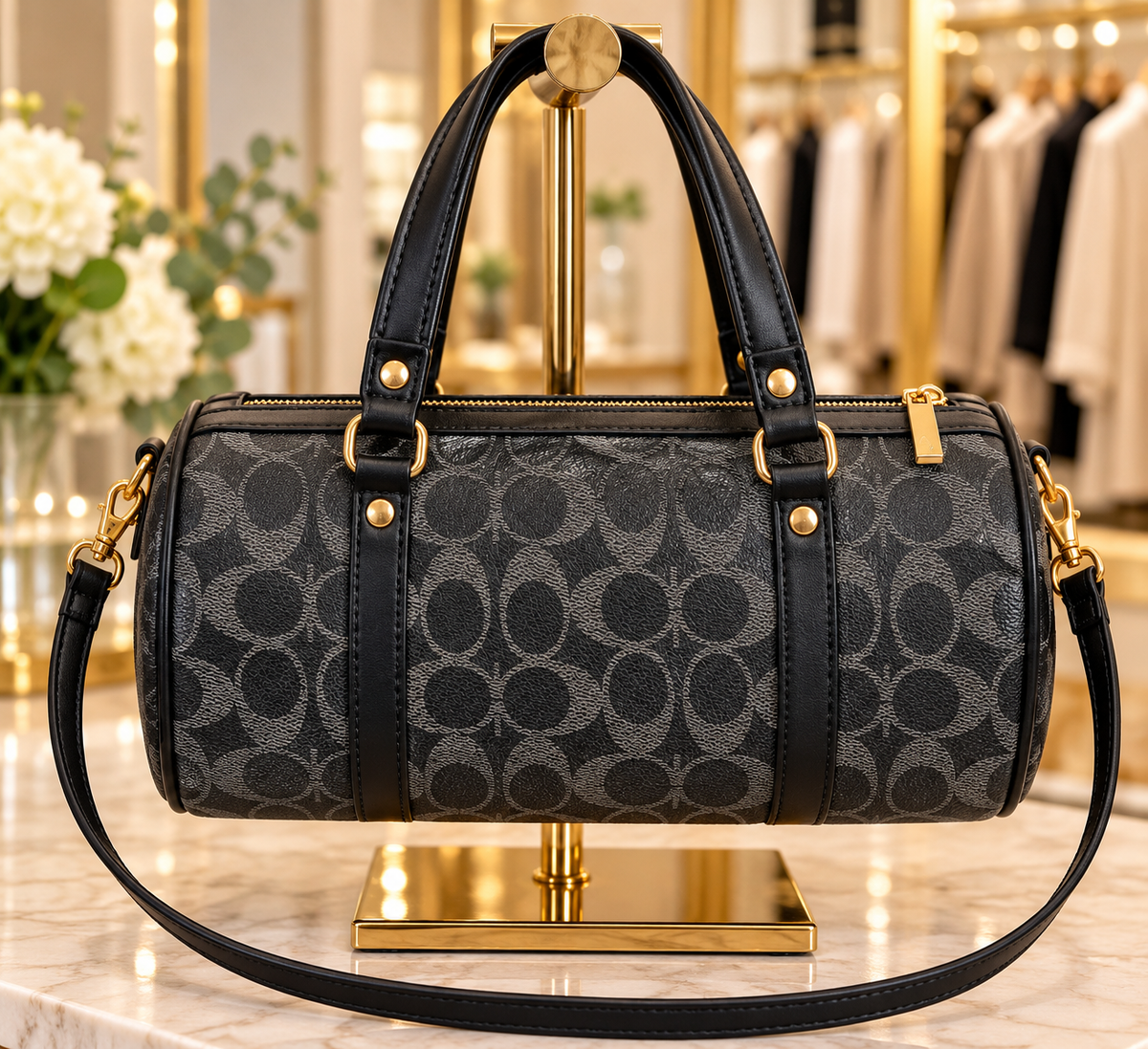 Black/Grey Monogram Bowler Bag