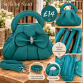 Teal Bow Detail Handbag