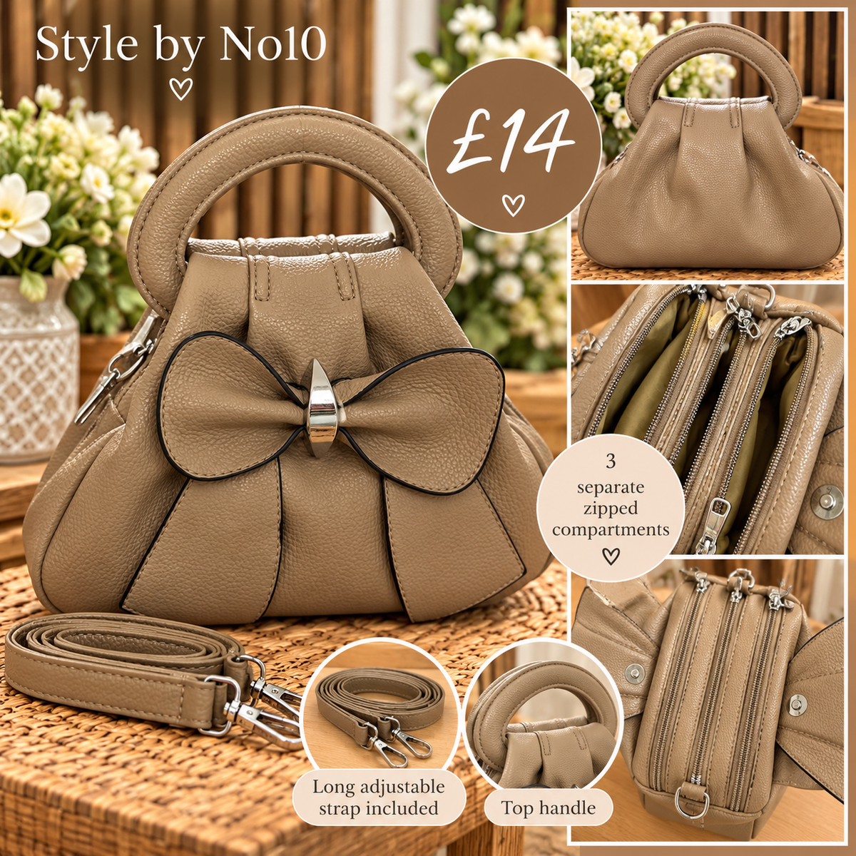 Caramel Bow Detail Bag