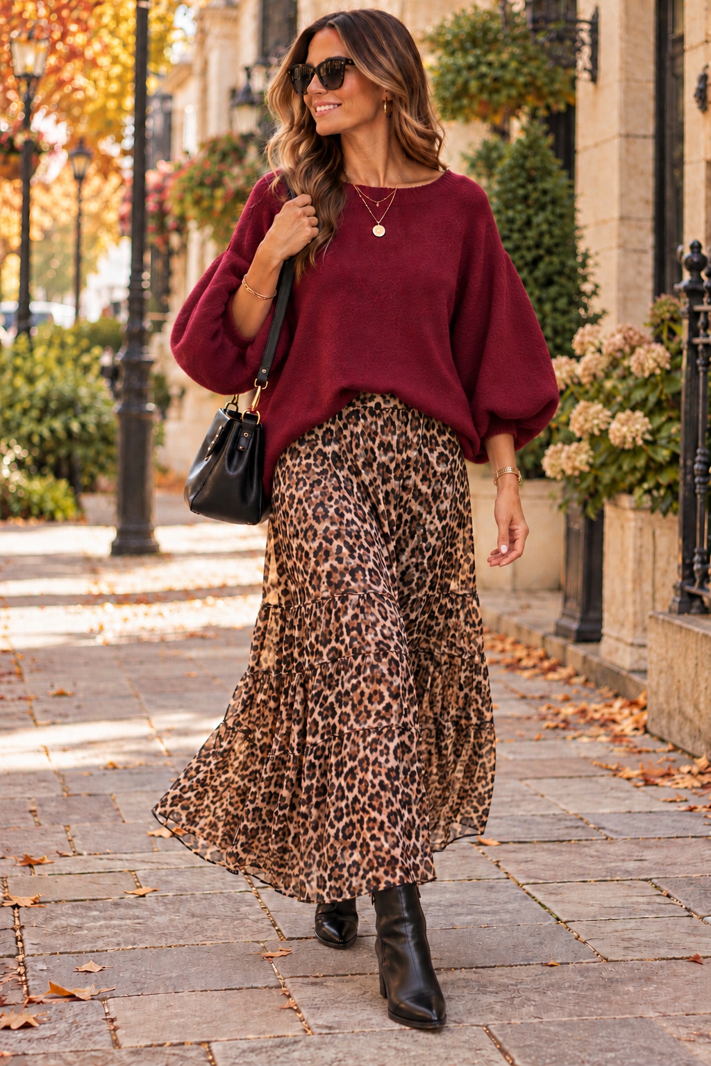 Oversized bubble sleeve jumper - Berry