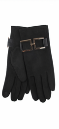 Bar detail faux suede gloves - Black