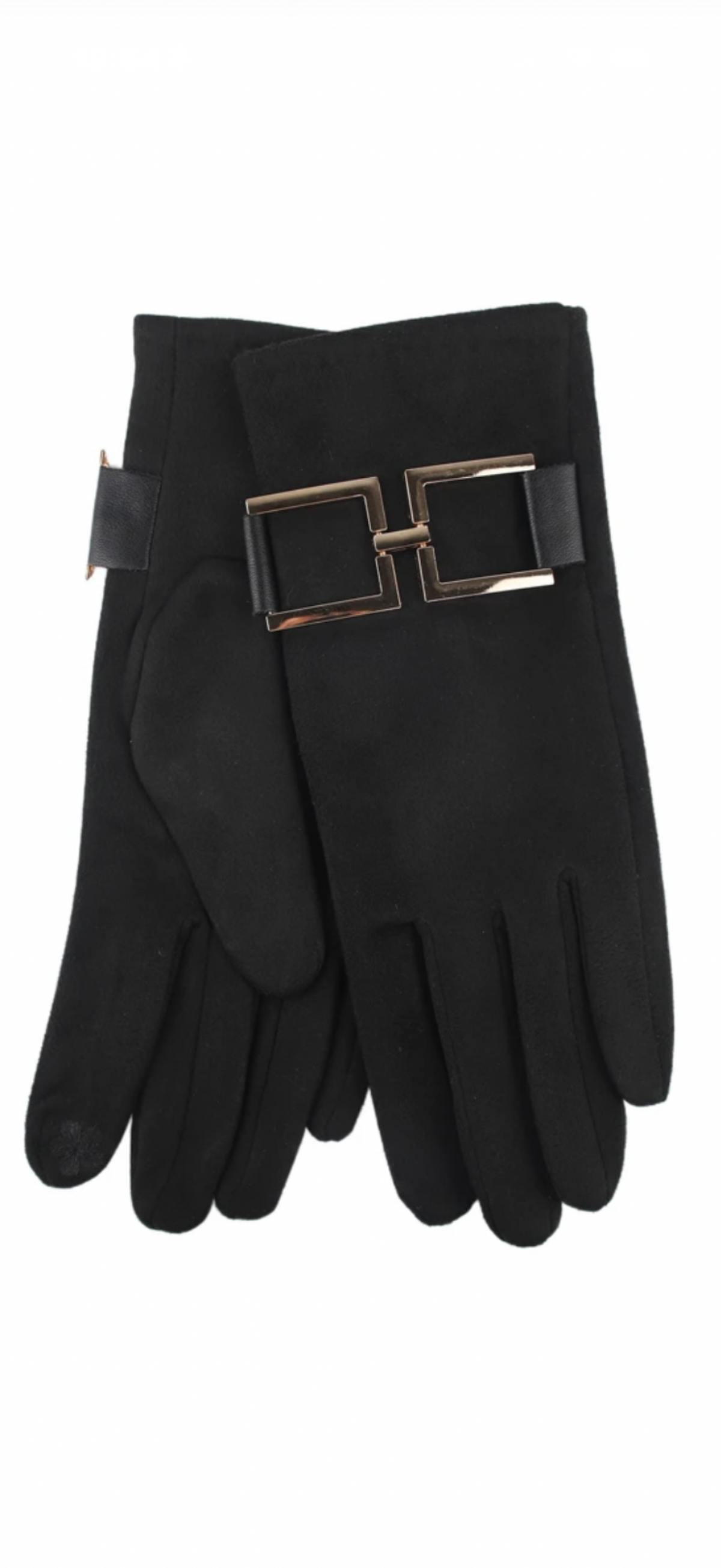 Bar detail faux suede gloves - Black