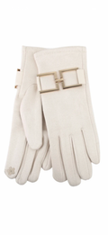Bar detail faux suede gloves - Cream