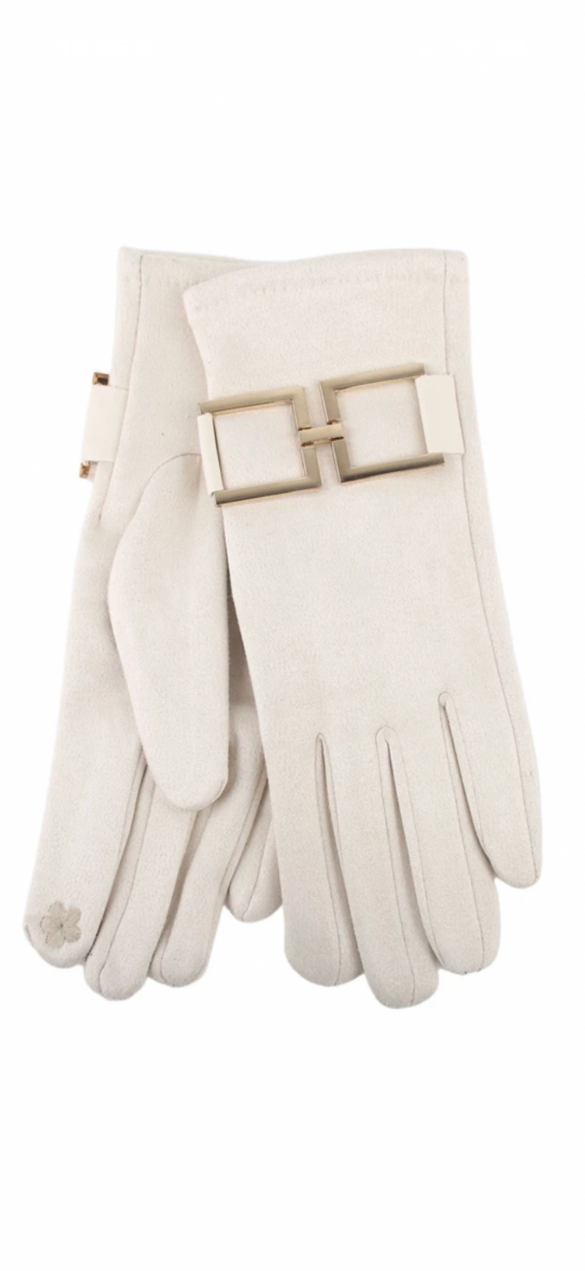 Bar detail faux suede gloves - Cream