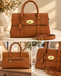 Tan Faux Leather Structured Grab Bag