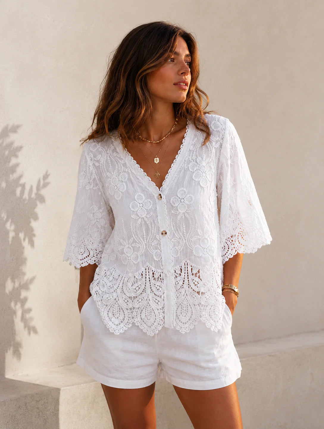Keira Embroidered Top - White