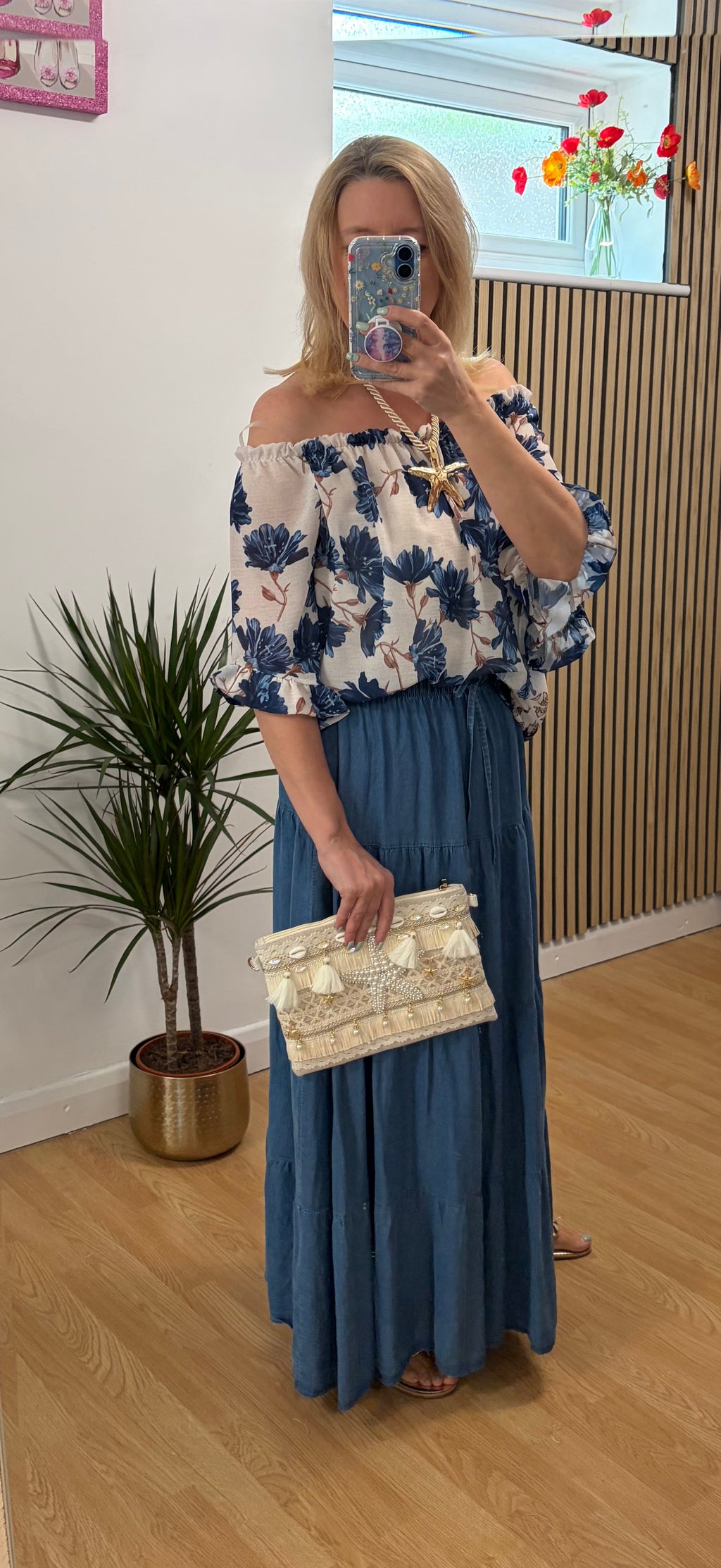 Olivia Bardot Blouse - Navy