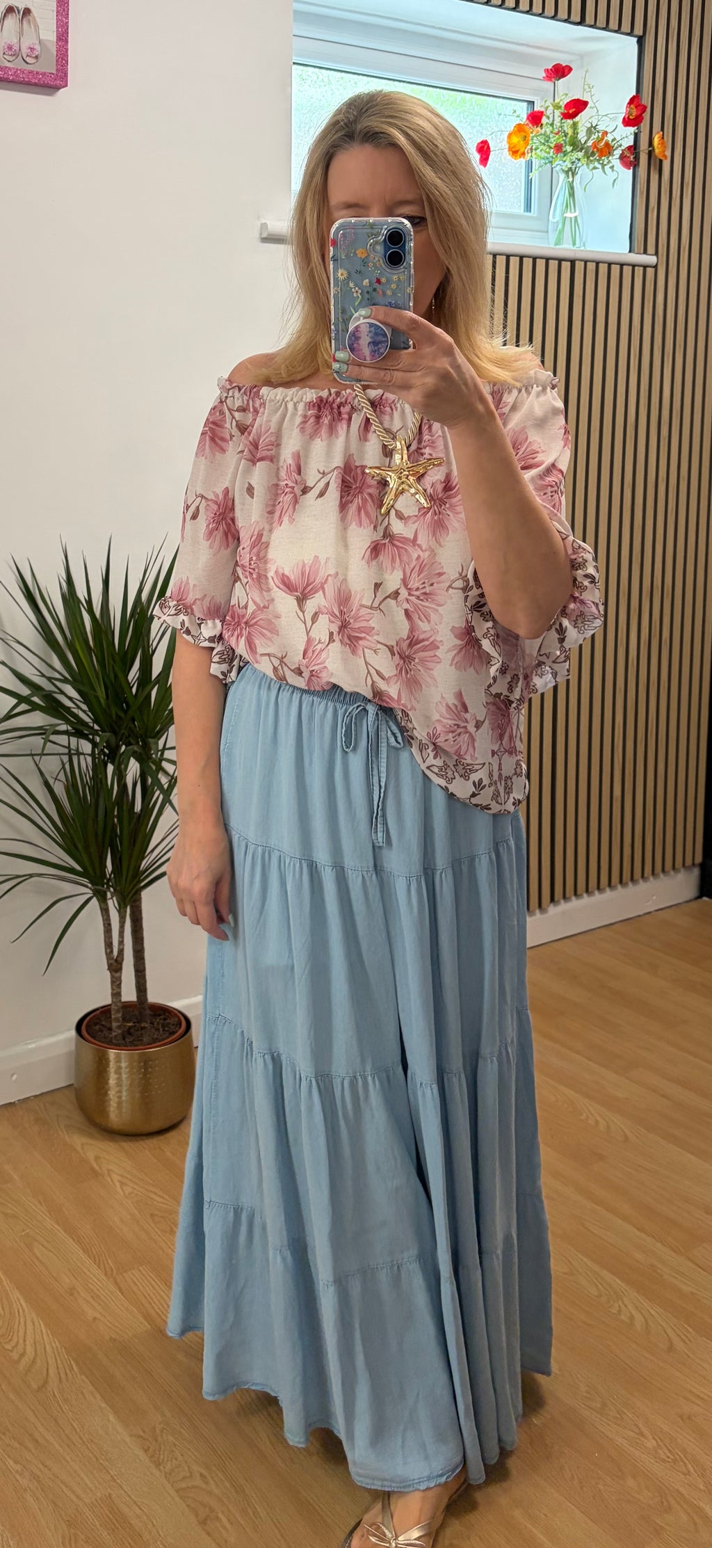 Olivia Bardot Blouse - Pink