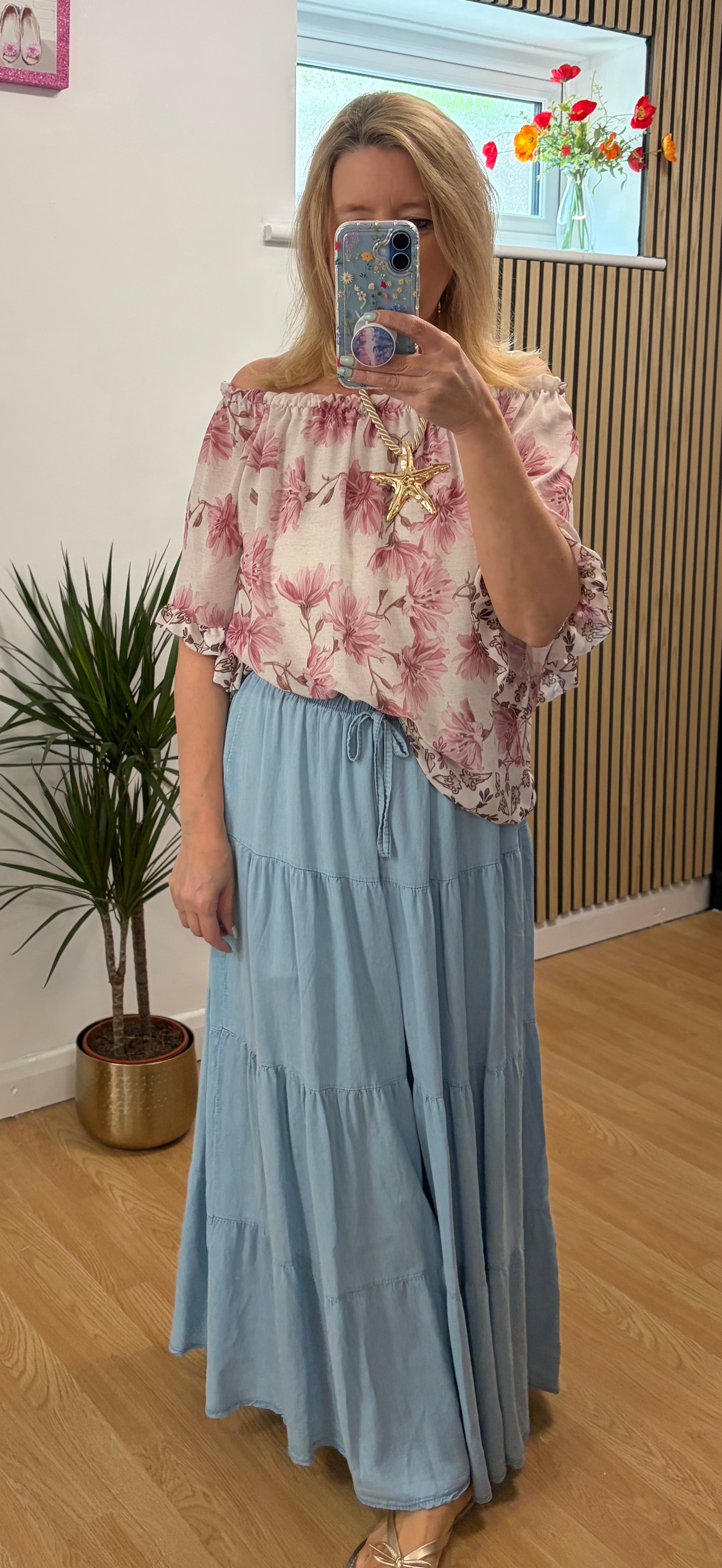 Olivia Bardot Blouse - Pink