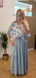 Olivia Bardot blouse - Blue