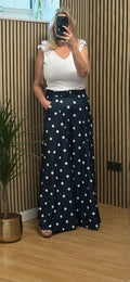 Palazzo spotted trousers - Navy