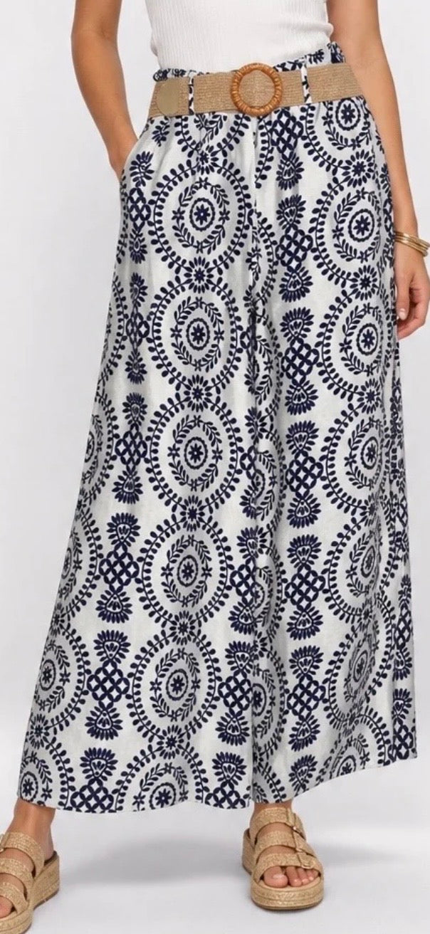 Palazzo wide-leg trousers - Navy