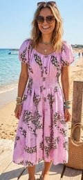Mandy leopard-print midi dress - Pink